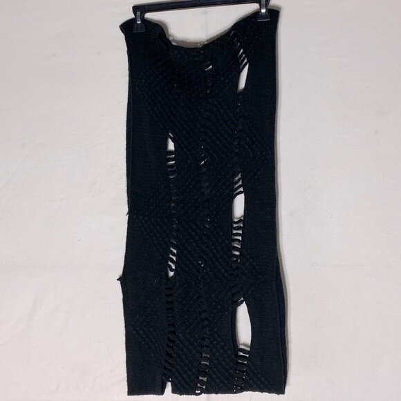 5/$25 Black Shredded Knit Infinity Scarf - Picture 6 of 8